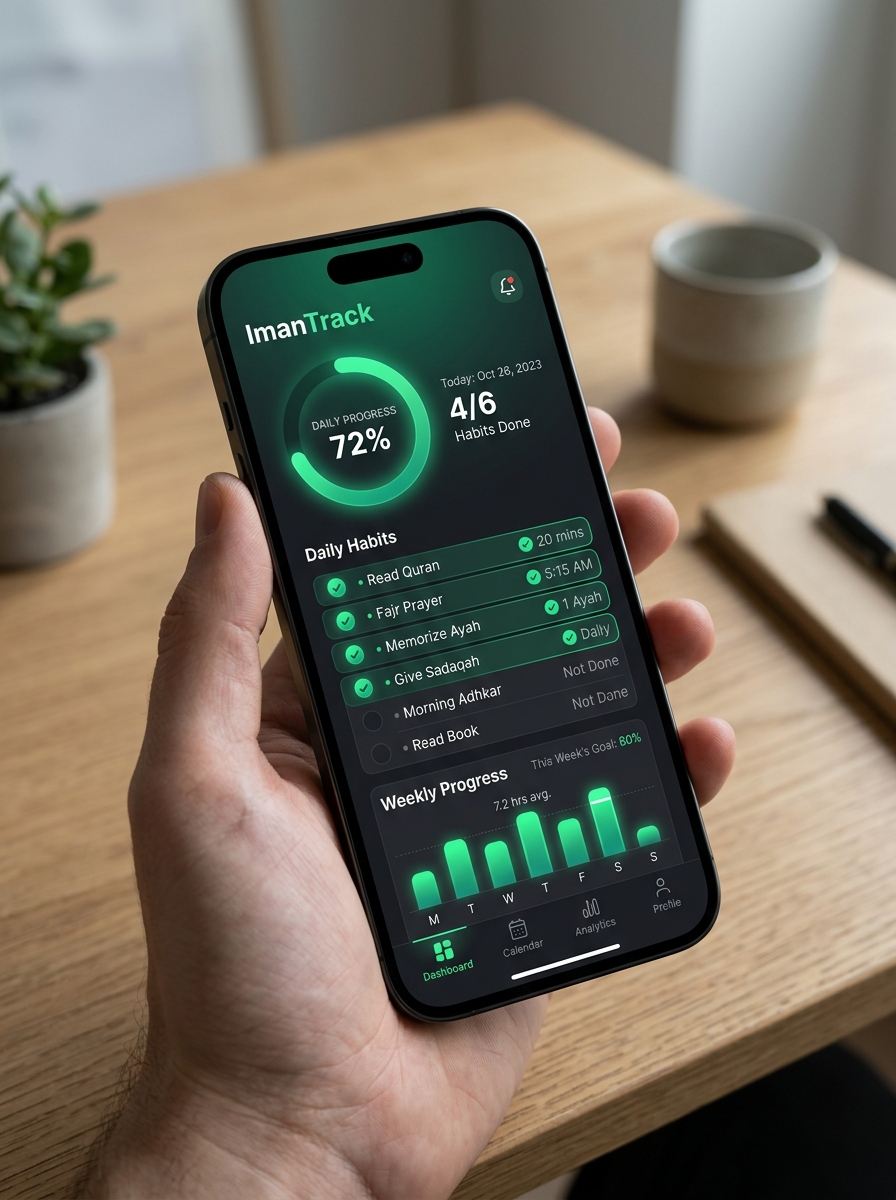 ImanTrack App Interface Mockup